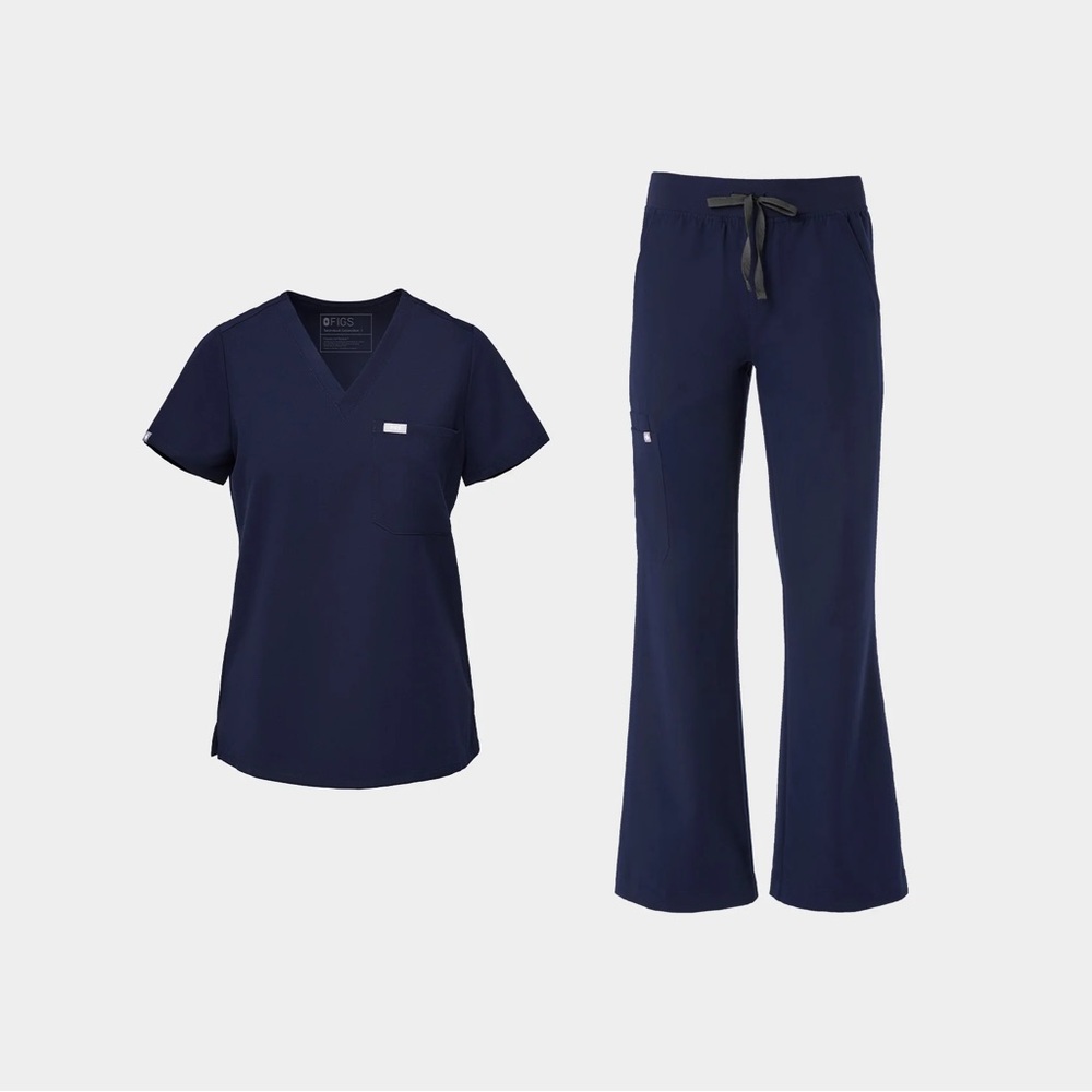 Figs Women's Deep Blue Pants & Top Set dark harbor